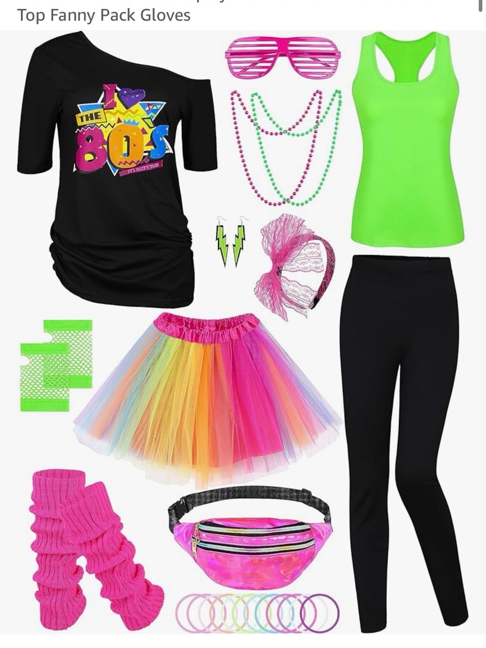EUC Neon 80s Costume Set – Black & Neon Green